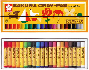 【2個まで同梱可能】サクラクレパス LP20Rクレパス太巻 20色 ゴムひも付【絵画 学校用品 学童 小学校 小学生 クレヨン 図工 新入学】