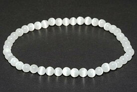 【ブレスレット】人工キャッツアイ 4mm ホワイト 【パワーストーン 天然石 アクセサリー レディース メンズ】