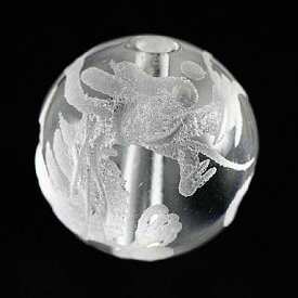 【彫刻ビーズ】水晶 14mm (素彫り) 五爪龍 [1粒売り(バラ売り)] 【パワーストーン 天然石 アクセサリー】