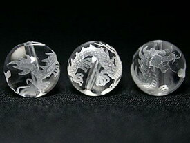 【彫刻ビーズ】水晶 12mm (素彫り) 五爪龍 [1粒売り(バラ売り)] 【パワーストーン 天然石 アクセサリー】