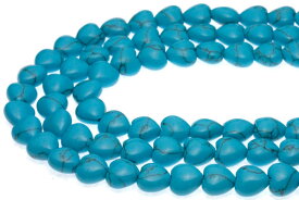 【カットビーズ】ターコイズ(練り) ハート型 縞あり 8mm 【パワーストーン 天然石 アクセサリー 1連売り】