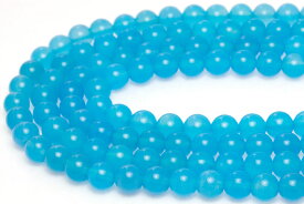 【丸ビーズ】シーブルーカルセドニー 8mm (ブレスレット約1本分) 【パワーストーン 天然石 アクセサリー 半連売り】