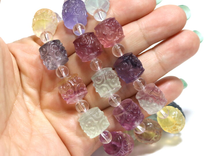 楽天市場】☆高品質☆【ブレスレット】フローライト 彫刻 マニ車 (回紋 