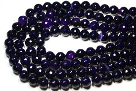 【カットビーズ】パープルメノウ アメジストカラー 128面カット 10mm 【パワーストーン 天然石 アクセサリー 1連売り】