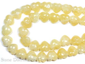 【カットビーズ】アラゴナイト ハート型 (横穴タイプ) 10mm 【パワーストーン 天然石 アクセサリー 1連売り】