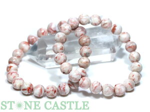 ☆高品質☆【ブレスレット】シナバー (辰砂) (白地) (3A) (約9〜9.5mm)【パワーストーン 天然石 アクセサリー レディース メンズ】