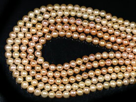 【丸ビーズ】淡水パール (ピンクオレンジ) 7-8mm 【パワーストーン 天然石 アクセサリー】