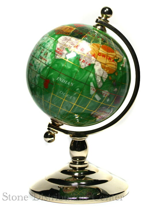 楽天市場】【インテリア】天然石地球儀 約80mm (24金メッキ) 単脚 