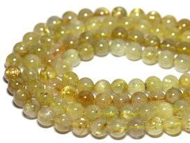 【丸ビーズ】ルチルクォーツ(3A) 10mm (ブレスレット約1本分) 【パワーストーン 天然石 アクセサリー 半連売り】