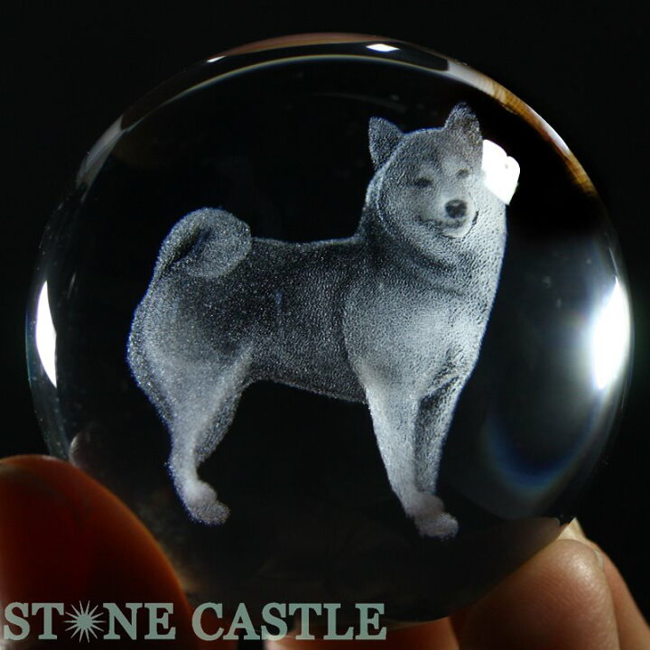 楽天市場】【彫刻置物】丸玉 人工水晶 約50mm (レーザー彫刻) 犬 