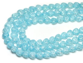 【カットビーズ】ブルークラッシュレインボークォーツ ハート型 8mm【パワーストーン 天然石 アクセサリー 1連売り】