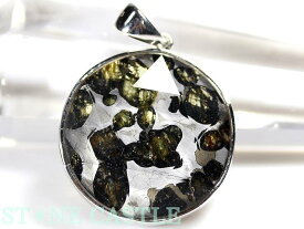 ☆高品質☆【ペンダント】ロシア産 パラサイト セイムチャン隕石 (六芒星両面カットタイプ) 約32mm 【パワーストーン 天然石 アクセサリー レディース メンズ】