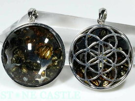 ☆高品質☆【ペンダント】ロシア産 パラサイト セイムチャン隕石 フラワーオブライフ (約27mm) 【パワーストーン 天然石 アクセサリー レディース メンズ】