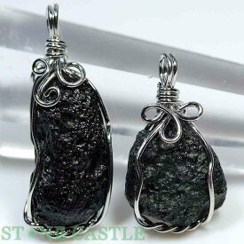 ☆高品質☆【ペンダント】テクタイト隕石 ワイヤーラップ (小) (約10x20～18x25mm)【パワーストーン 天然石 アクセサリー レディース メンズ】