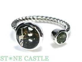 ☆高品質☆【リング】パラサイト セイムチャン隕石 丸型 (モルダバイト付) 【パワーストーン 天然石 アクセサリー レディース】