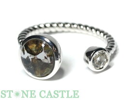 ☆高品質☆【リング】パラサイト セイムチャン隕石 丸型 (トパーズ付) 【パワーストーン 天然石 アクセサリー レディース】