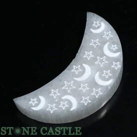☆高品質☆【置き石】セレナイト エナジープレート 三日月型 (スター&ムーン)【パワーストーン 天然石 アクセサリー レディース】