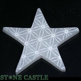 ☆高品質☆【置き石】セレナイト エナジープレート 星型 (フラワーオブライフ)【パワーストーン 天然石 アクセサリー レディース】