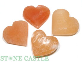 【置き石】ハート型 オレンジセレナイト 約4cm【パワーストーン 天然石 アクセサリー レディース メンズ】