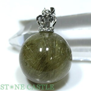 ☆一点物☆【ペンダント】ルチルクォーツ 丸型 No.15【パワーストーン 天然石 アクセサリー レディース メンズ】