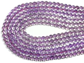 【丸ビーズ】ピンクアメジスト 6mm (半連 ブレスレット約1本分)【パワーストーン 天然石 アクセサリー 半連売り】