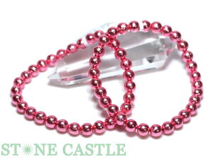 ☆高品質☆【ブレスレット】ギベオン隕石 (ムースピンクメタリック) (約6〜6.5mm) (ケース付) 【パワーストーン 天然石 アクセサリー レディース メンズ】