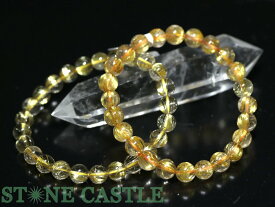 ☆高品質☆【ブレスレット】極太タイチンルチルクォーツ (6A) (約7.5〜8mm) (ケース付)【パワーストーン 天然石 アクセサリー レディース メンズ】