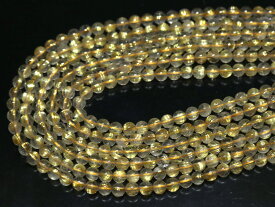 【丸ビーズ】ルチルクォーツ(5A) 6mm (ブレスレット約1本分) 【パワーストーン 天然石 アクセサリー 半連売り】