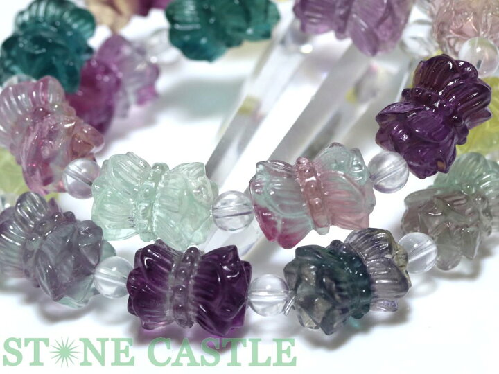 楽天市場】☆高品質☆【ブレスレット】フローライト 彫刻 双頭蓮 約 