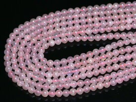 【丸ビーズ】ローズクォーツオーラ 6mm (半連 ブレスレット約1本分)【パワーストーン 天然石 アクセサリー 半連売り】