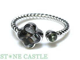 ☆高品質☆【リング】パラサイト セイムチャン隕石 四つ葉 (モルダバイト付) 【パワーストーン 天然石 アクセサリー レディース】