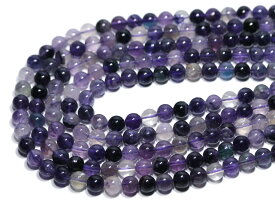 【丸ビーズ】フローライト パープルカラー 8mm (半連 ブレスレット約1本分)【パワーストーン 天然石 アクセサリー 半連売り】
