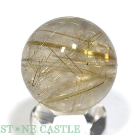 ☆一点物☆【丸ビーズ】極太タイチンルチルクォーツ (6A) 約20mm [1粒売り] No.01【パワーストーン 天然石 アクセサリー 粒売り】