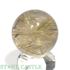 ☆一点物☆【丸ビーズ】極太タイチンルチルクォーツ (6A) 約20mm [1粒売り] No.11【パワーストーン 天然石 アクセサリー 粒売り】