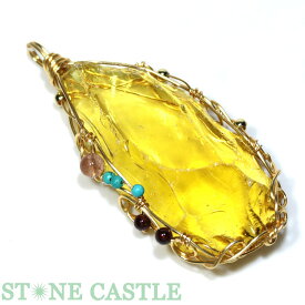 ☆一点物☆【ペンダント】アンダラクリスタル (アメリカ・シエラネバダ産) シトリンイエロー No.09【パワーストーン 天然石 アクセサリー レディース メンズ】