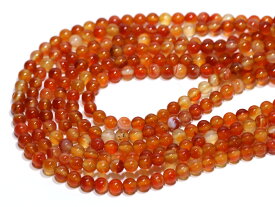 【丸ビーズ】天然カーネリアン(2A) 6mm (ブレスレット約1本分) 【パワーストーン 天然石 アクセサリー 半連売り】