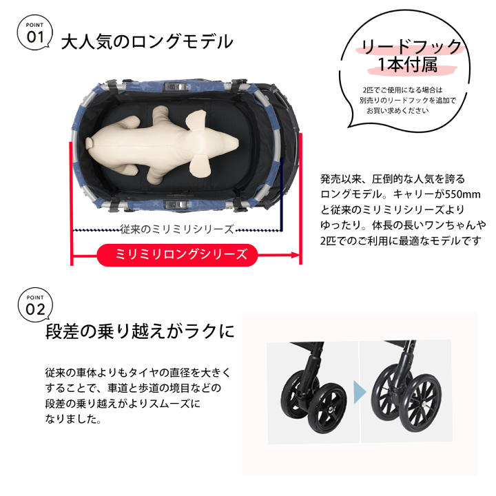 【美品】コムペット ペットカートミリミリライトアルファEG ロングD コムペット ペットカート ミリミリ ライト アルファ EG ロング D