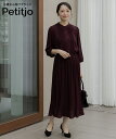 小さいサイズ ワンピース レディース 8分袖 ピンタック プリーツ パーティー きれいめ 結婚式 お食事会 お出かけ ロング マキシ 大人可愛い 低身長 小柄 XS SS S プッチージョ petitjo