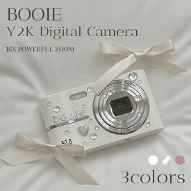 【BOOIE公式代理店】 Y2K デジタルカメラ 内蔵バッテリー SDカード付き レトロ 韓国 エモイ シルバー ホワイト ピンク かわいい 日本語説明書付き 宅急便