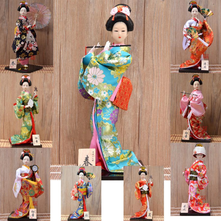 舞踊・舞妓 和服人形 着物人形 日本人形 芸妓フィギュア 12インチ(30cm) 日本のお土産 外国人へのプレセント ピンク 60種類の型 卓上置物