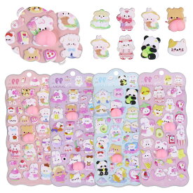 短納期★1枚から購入！先着50名様399円★ ぷにぷにおしりシール かわいい 4枚セットがお得！ 3D立体ステッカー うさぎ くま 動物 キャラクター 癒し ストレス解消 文房具 手帳 ノート デコレーション DIY アルバム スマホケース ギフト プレゼント