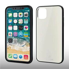 エレコム iPhone 11 ハイブリッドケース ガラス 背面カラー ホワイト(PM-A19CHVCG3WH) 目安在庫=△【期間数量限定】