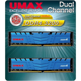UMAX デスクトップPC用メモリー UDIMM DDR4-3200 32GB（16GB×2） H/S(UM-DDR4D-3200-32GBHS) 取り寄せ商品