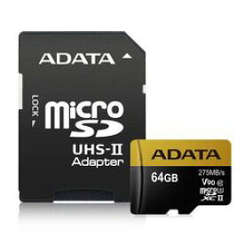 ADATA　Technology Premier ONE microSDXC UHS-II U3 Class10 64GB(AUSDX64GUII3CL10-CA1) 取り寄せ商品