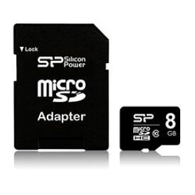 Silicon　Power microSDHCカード 8GB (Class10) SD変換アダプター付き(SP008GBSTH010V10SP) 取り寄せ商品