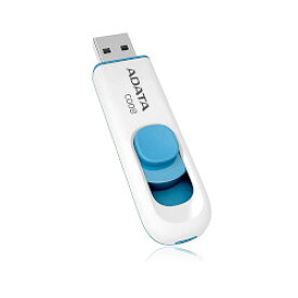 ADATA　Technology DashDrive C008 スライド式 USBフラッシュドライブ 16GB White/Blue(AC008-16G-RWE) 目安在庫=○