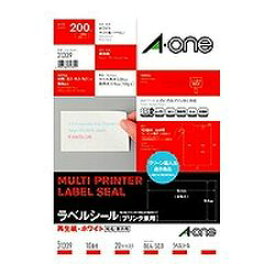 エーワン a-one a1 31339 各種プリンタ対応再生紙ラベル四辺余白付き　10面*20シート 目安在庫=△