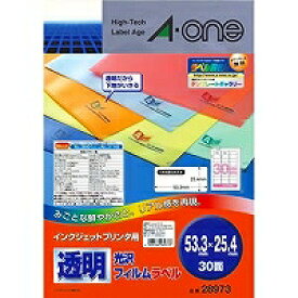 エーワン a-one a1 インクジェットプリンタラベル透明光沢フィルムタイプ30面　28973 目安在庫=△