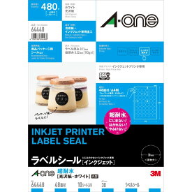 エーワン a-one a1 ラベルシール[インクジェット]超耐水光沢紙A4判48面丸型 10シート(64448) 目安在庫=○