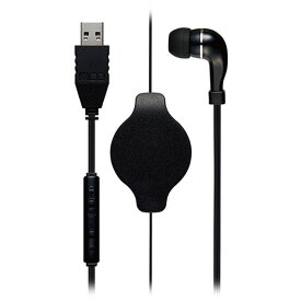 ミヨシ 巻き取り式片耳イヤホン USB ブラック(UHP-K01/BK) 取り寄せ商品